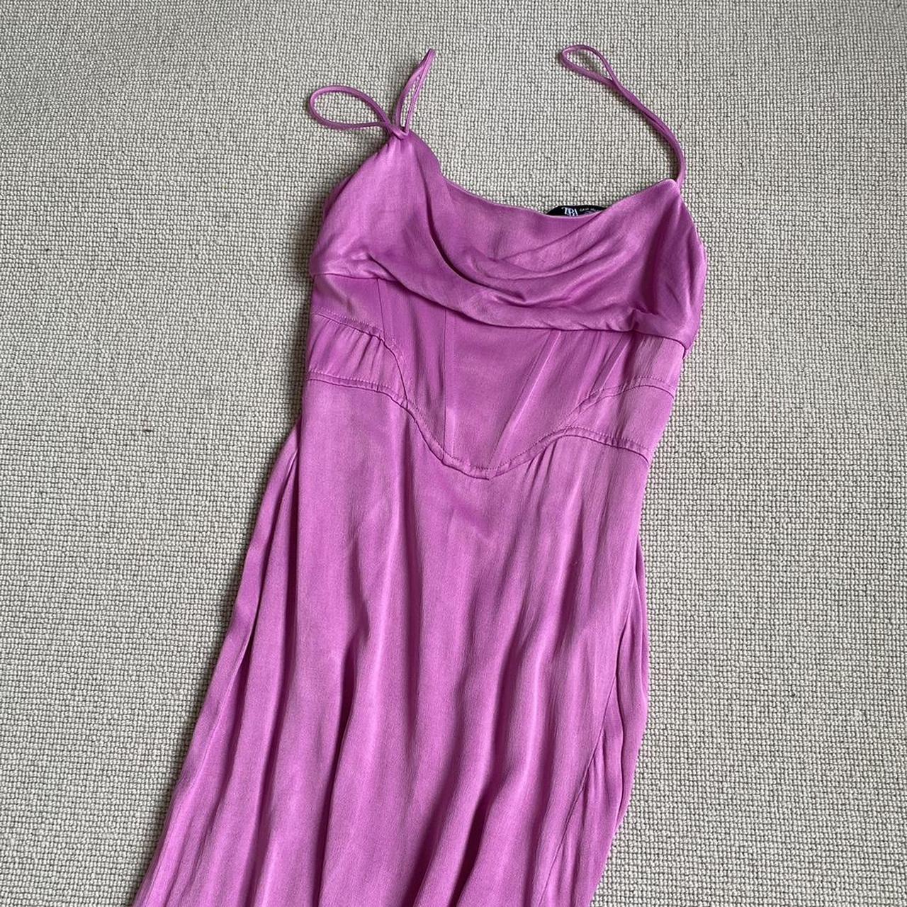 Zara Pink Satin Maxi Dress Worn Once To A Formal Depop 4707