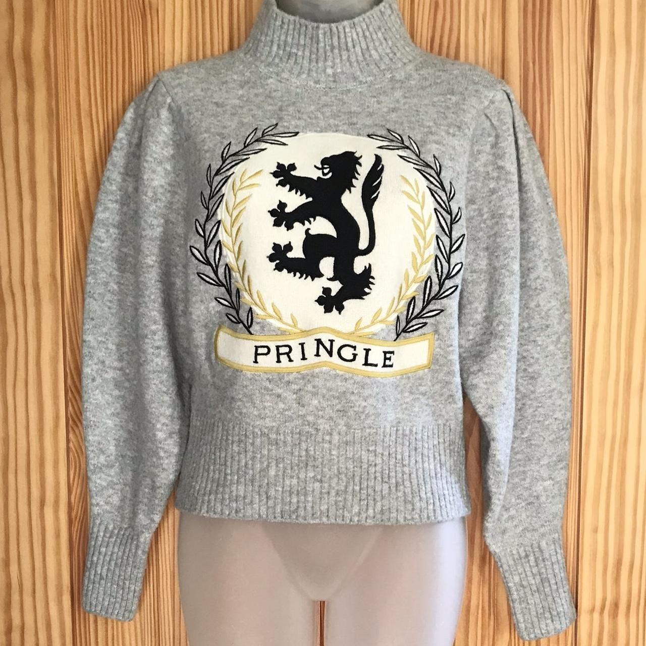 Pringle Women's Grey and Yellow Jumper
