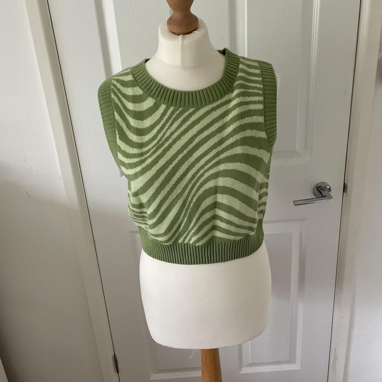 H&M green zebra print sweater vest Worn once in... Depop