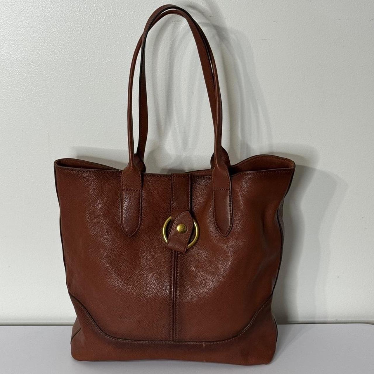 FRYE Leather Ring Cognac Tote Shopper Bag. MSRP