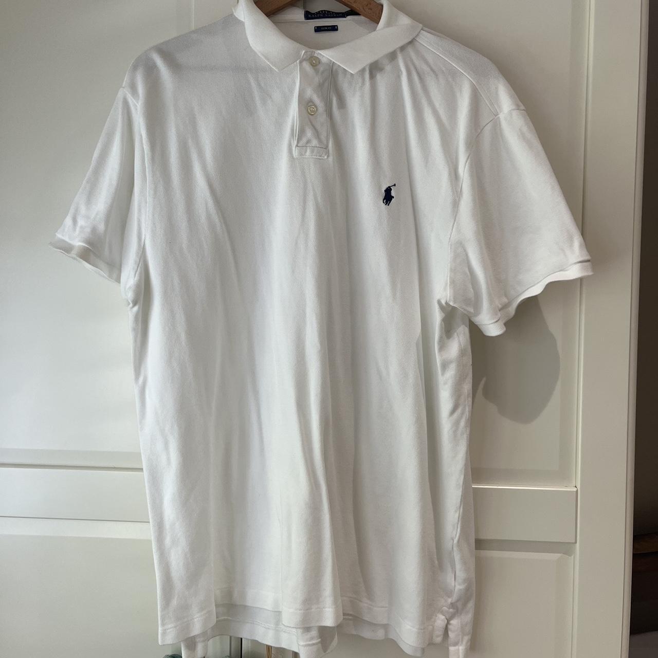 Polo Ralph Lauren white polo shirt in XXL. Slim Fit.... - Depop