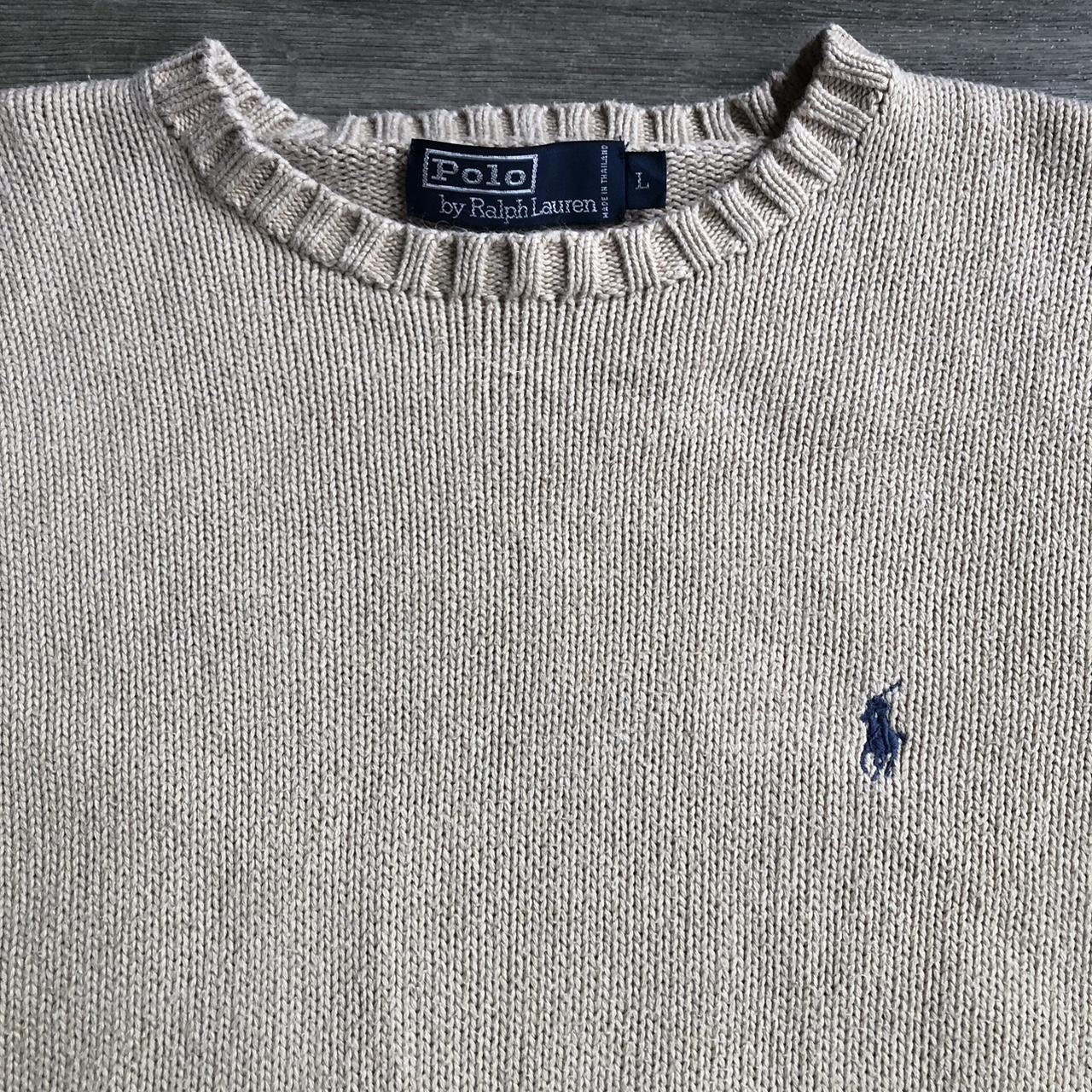 Vintage 90’s cream/tan polo Ralph Lauren knit... - Depop