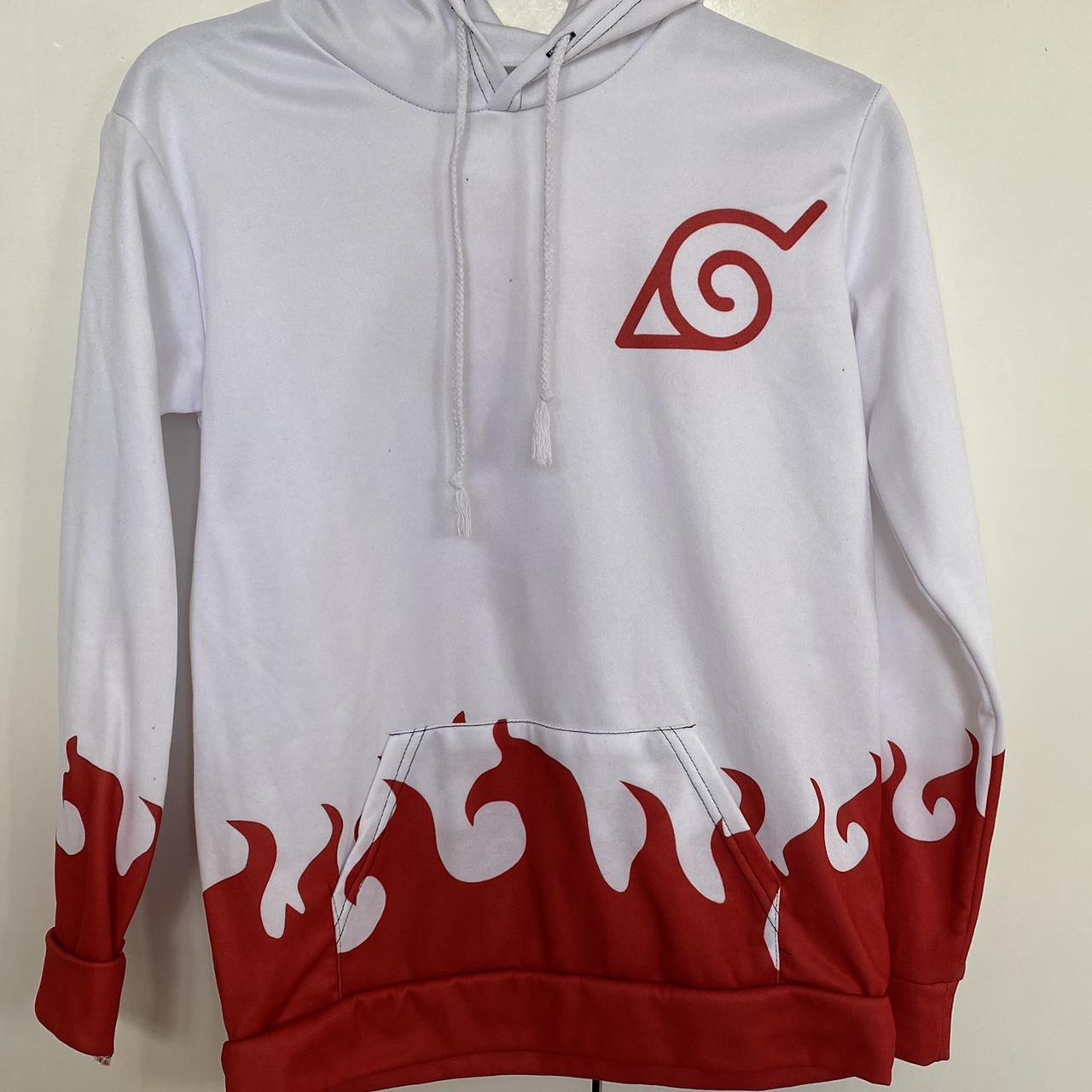 naruto hokage hoodie size S red and white hoodie... - Depop