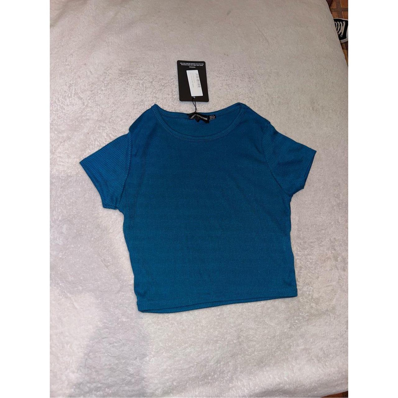 Blue rib cropped t shirt women's size US 0 new with - Depop