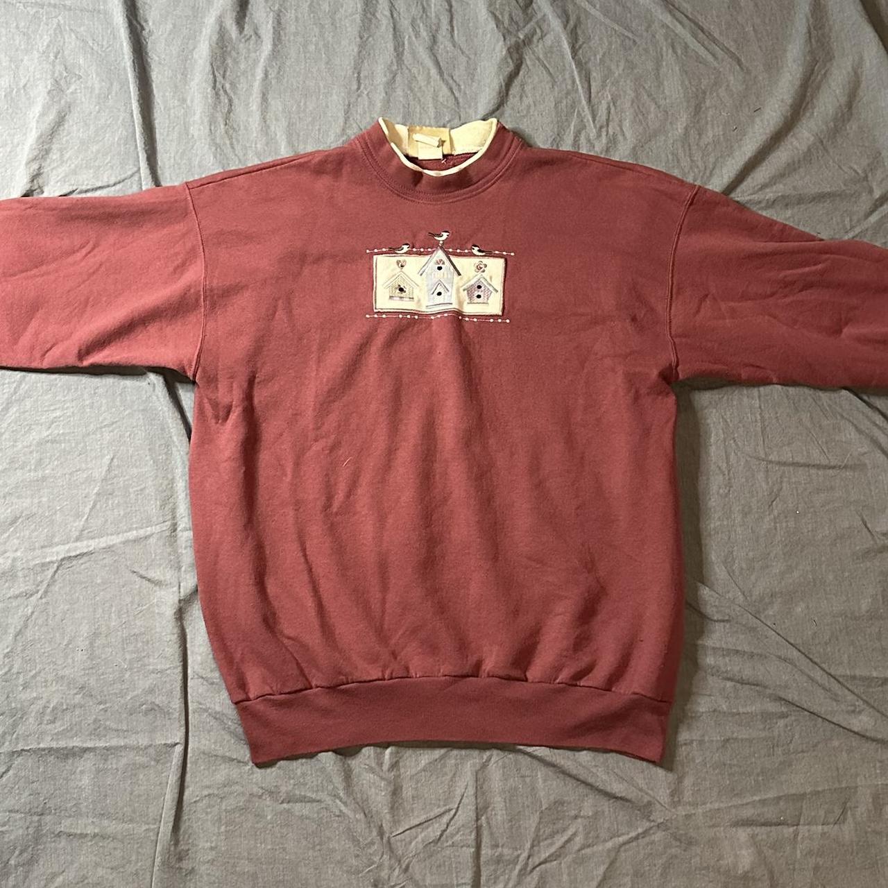 Morning Sun Women's Pink and Red Sweatshirt Depop