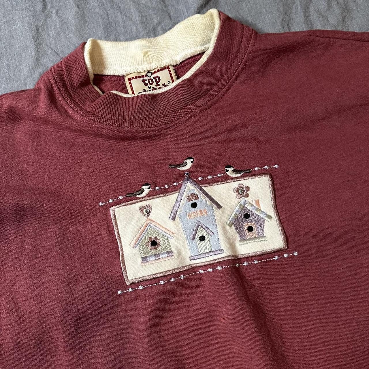 Morning Sun Women's Pink and Red Sweatshirt Depop