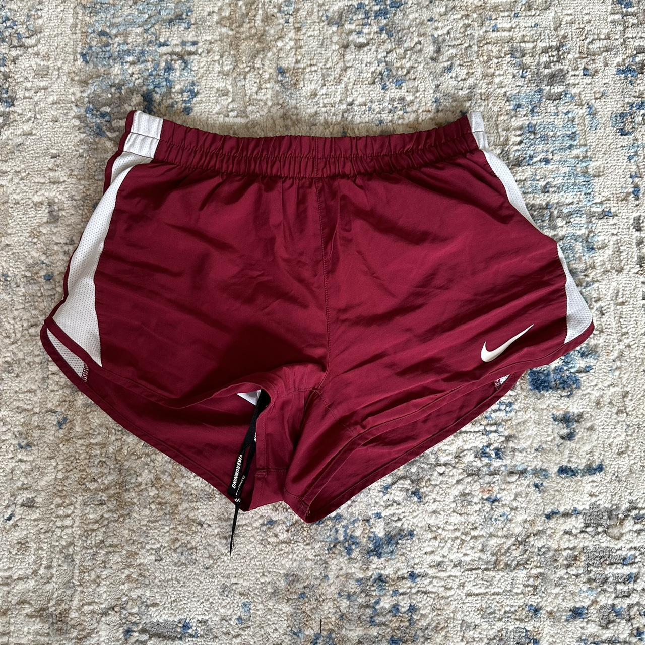 red and white running shorts