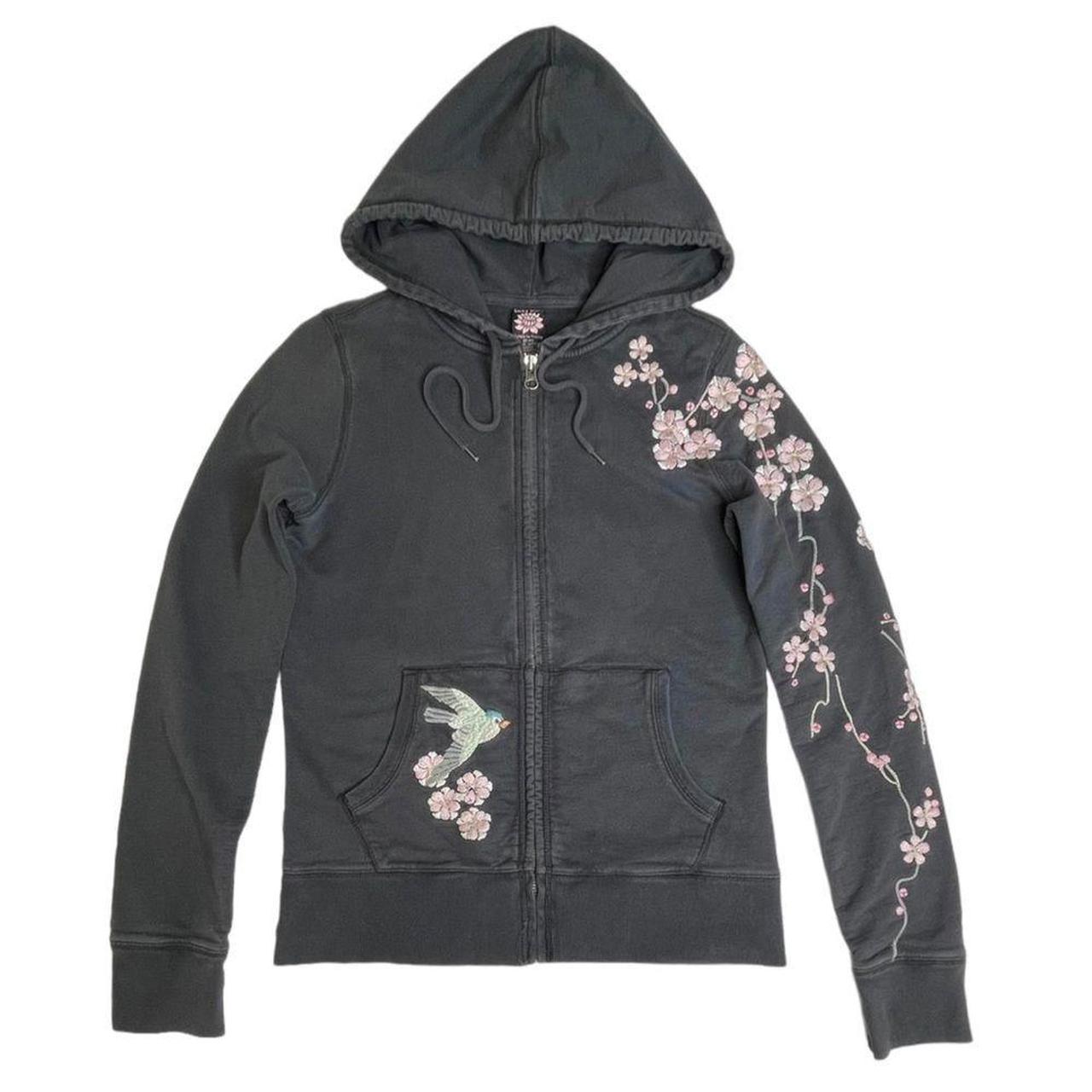 VHTF: Y2K Lucky Brand Geisha Embroidered Zip Hoodie | Depop