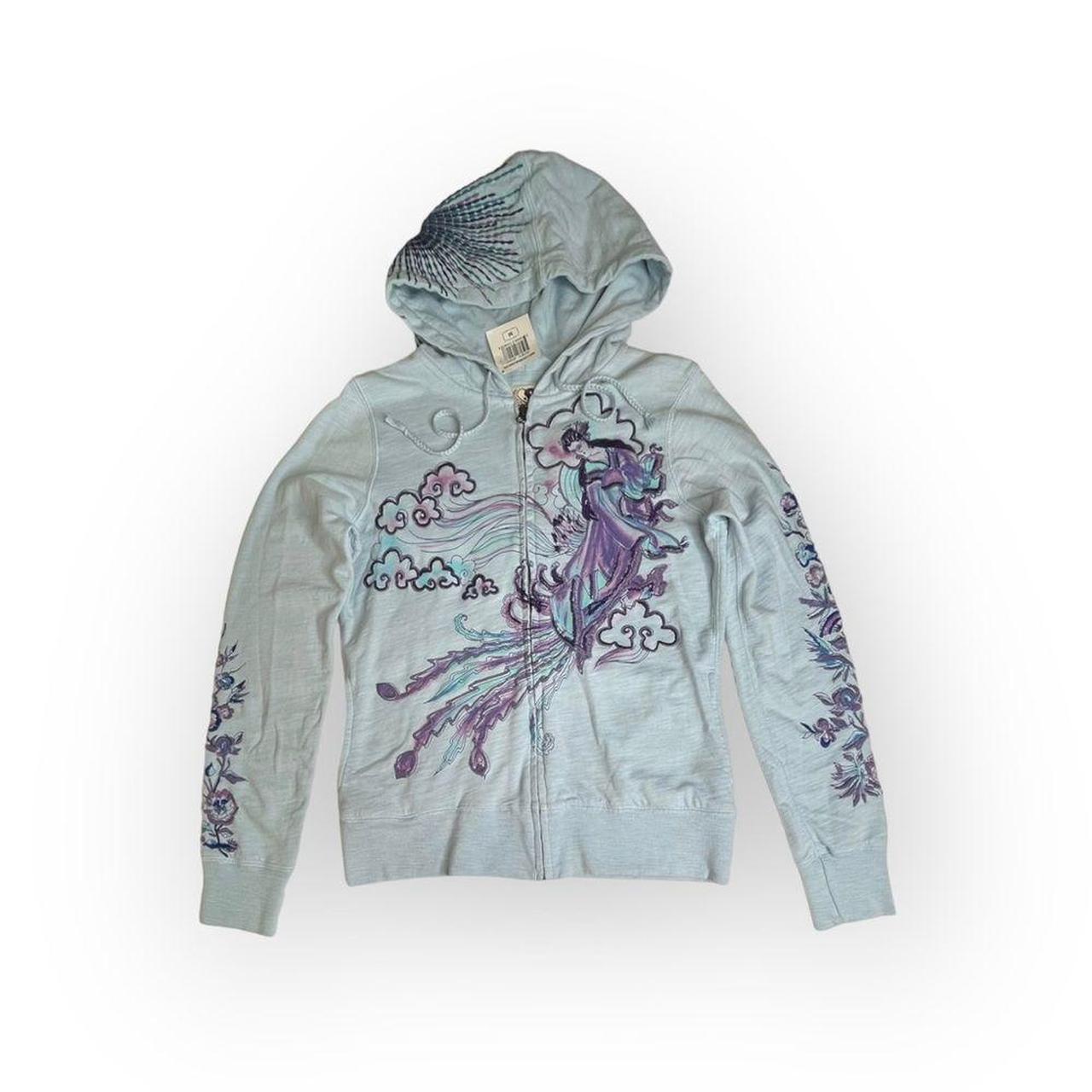 VHTF: Y2K Lucky Brand Geisha Embroidered Zip Hoodie | Depop