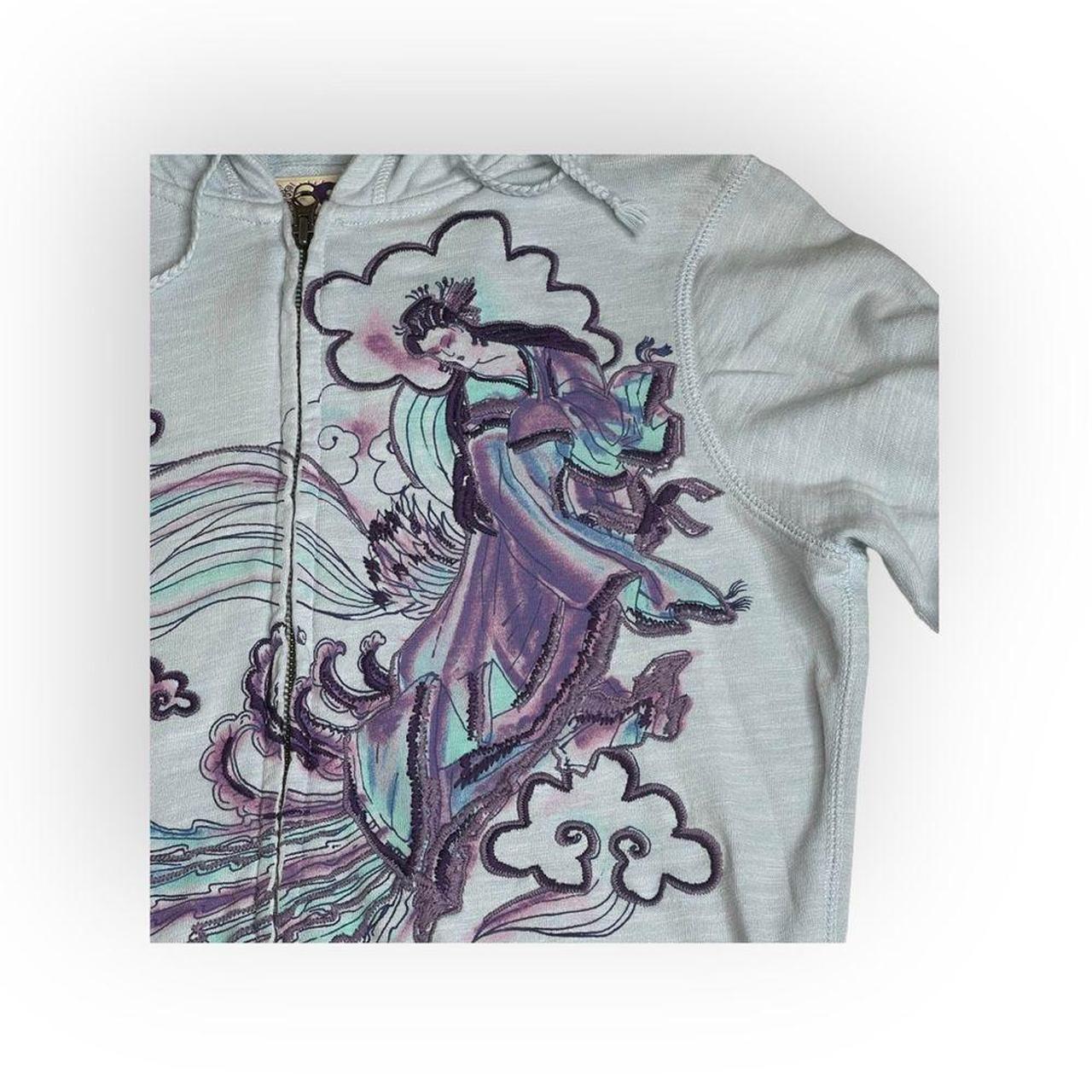 VHTF: Y2K Lucky Brand Geisha Embroidered Zip Hoodie | Depop