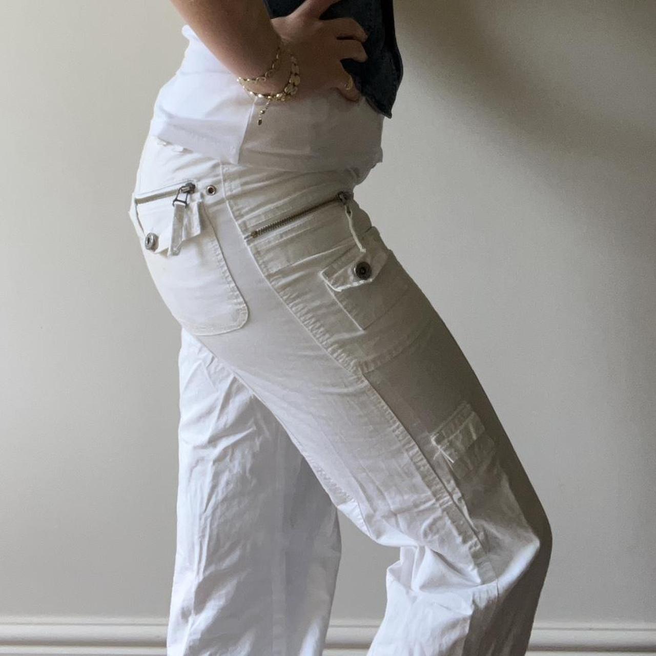 really cool white baggy cargo trousers y2k Depop