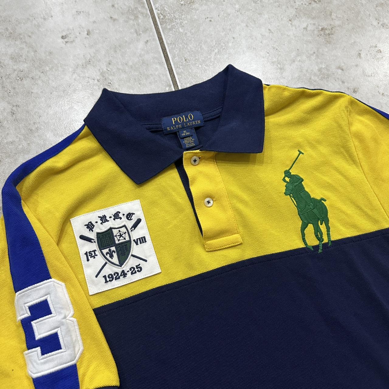 Polo By Ralph Lauren Vtg Men's Shirt Yellow Big Pony #3 Navy