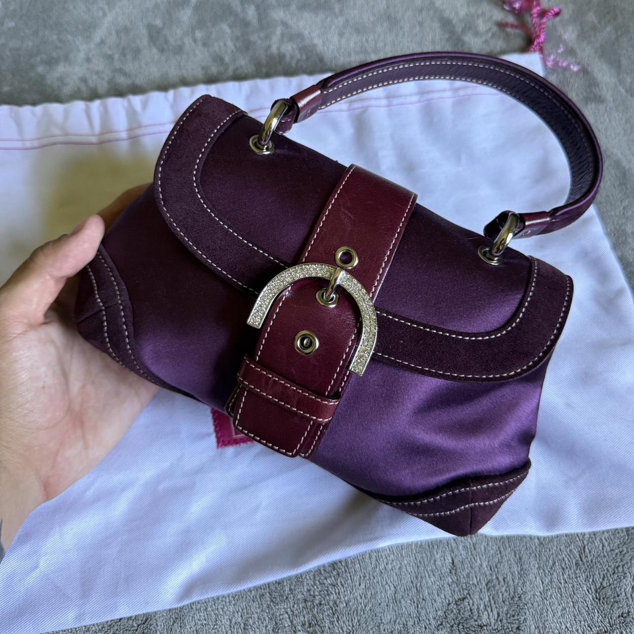 Vintage Y2k Coach Purple Satin Suede Soho Rhinestone | Depop