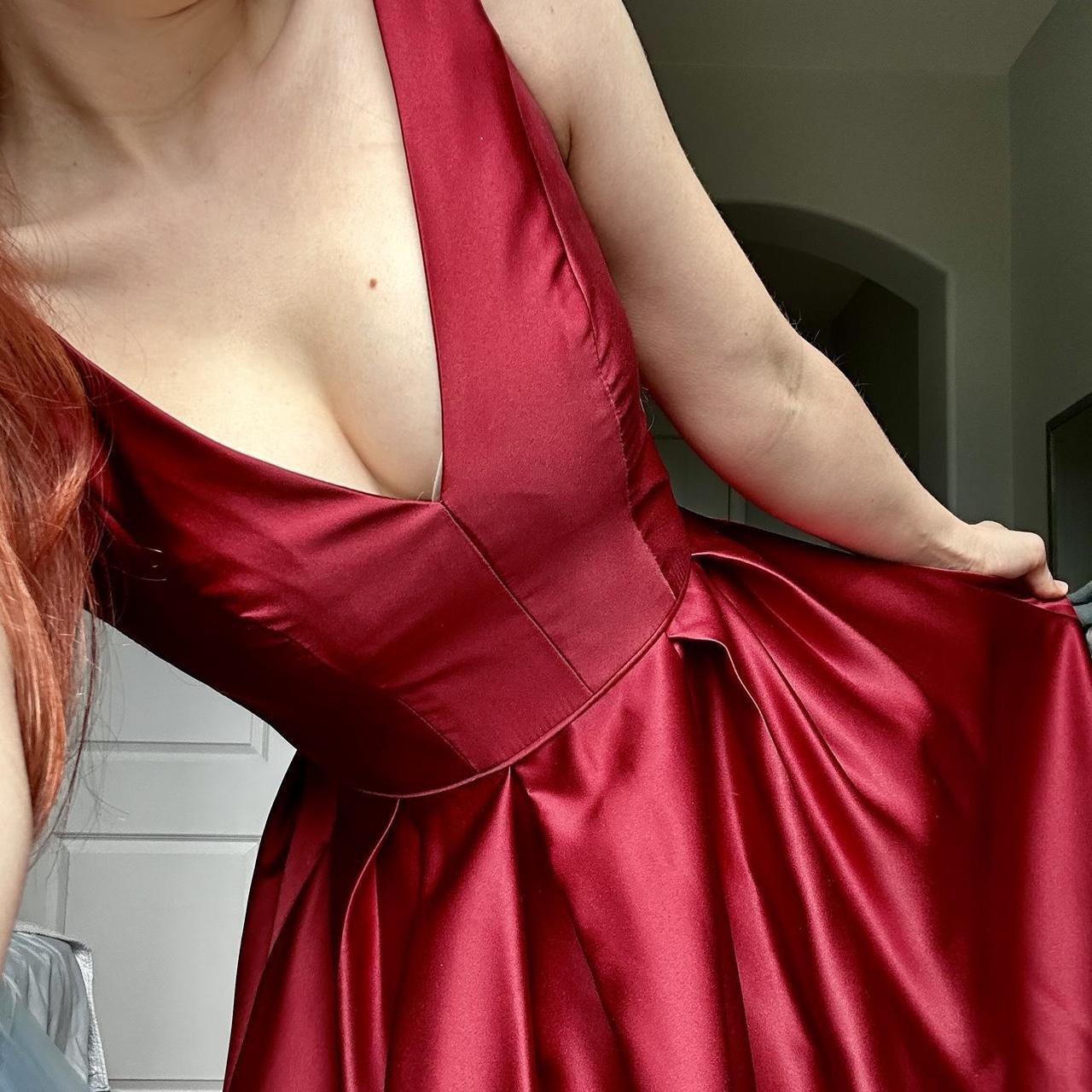 David's bridal red velvet dress best sale