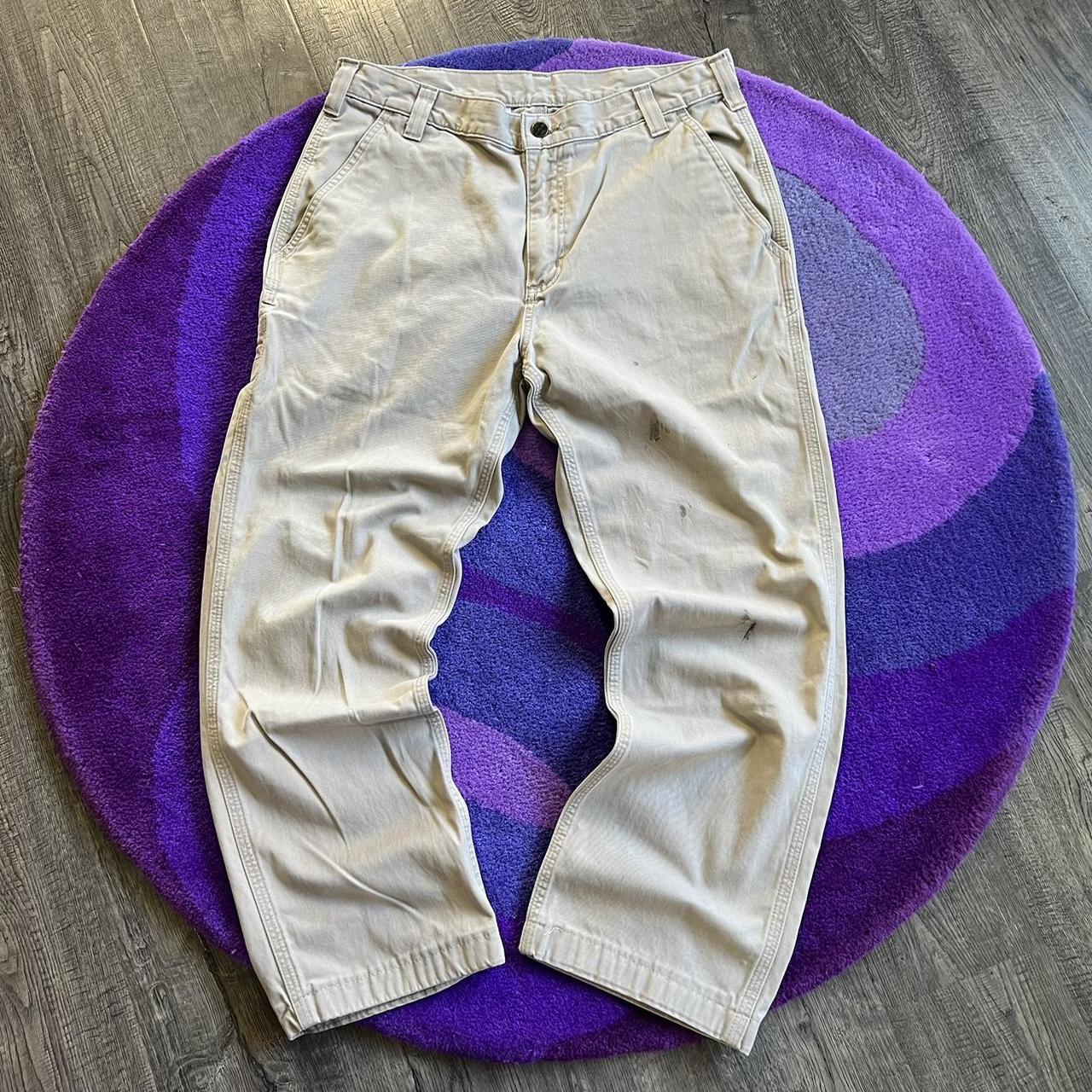 Carhartt cream beige pants Tagged 34 x 30. Relaxed... - Depop