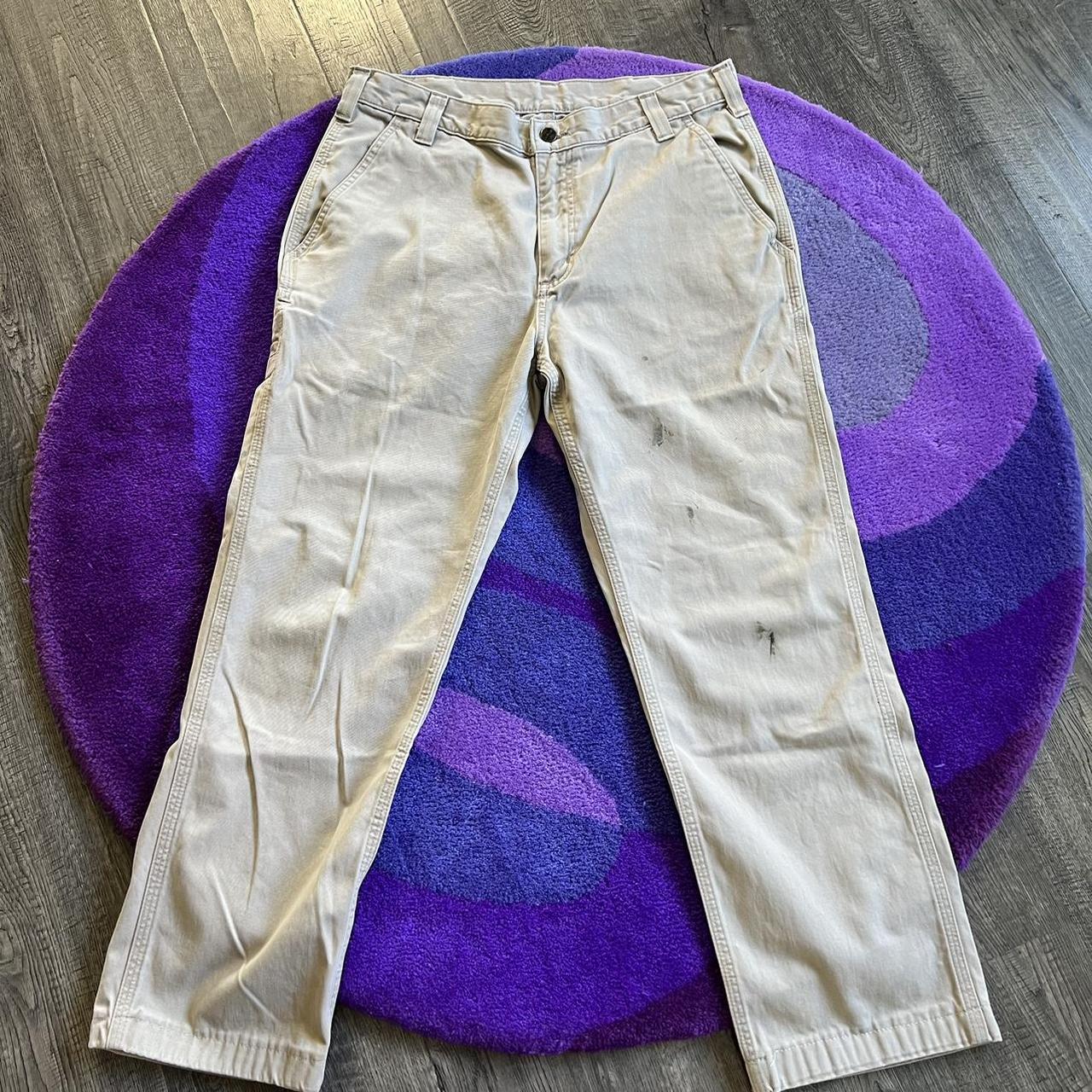 Carhartt cream beige pants Tagged 34 x 30. Relaxed... - Depop