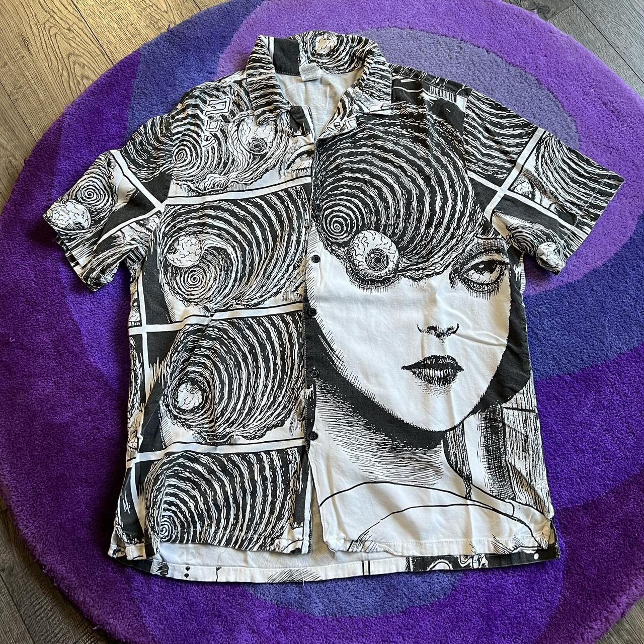 Junji Ito Uzumaki Spiral Woven Button Up Depop