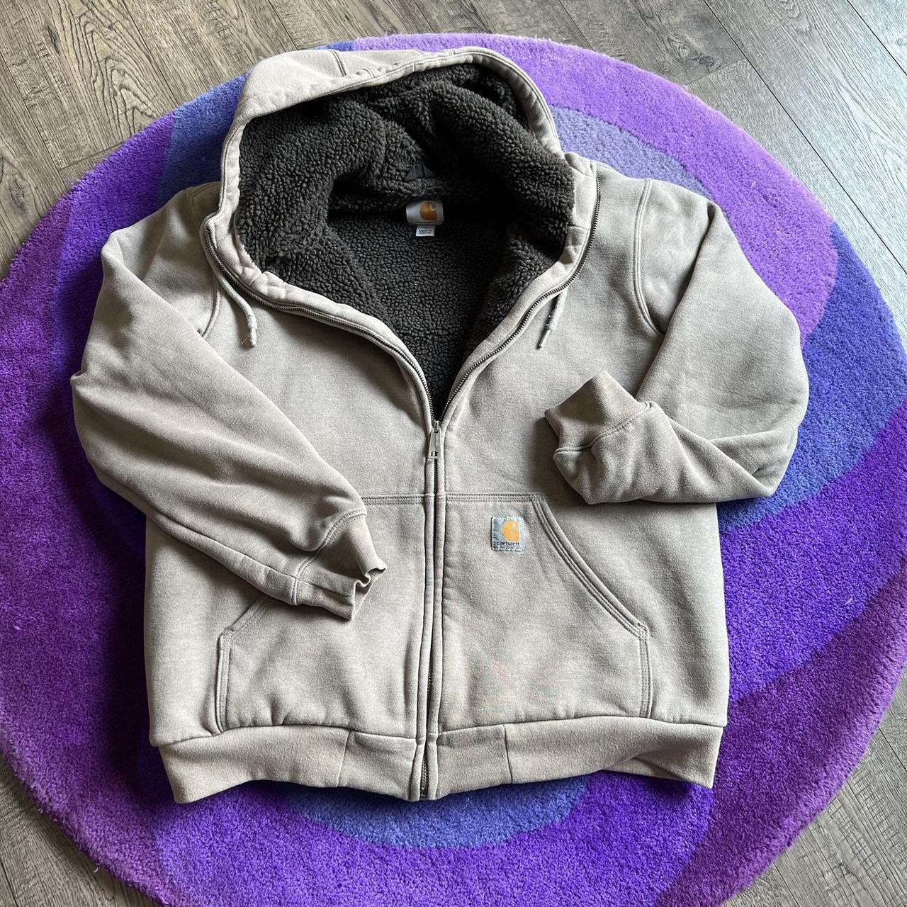 Carhartt Sherpa lined hoodie jacket Tagged M.... - Depop