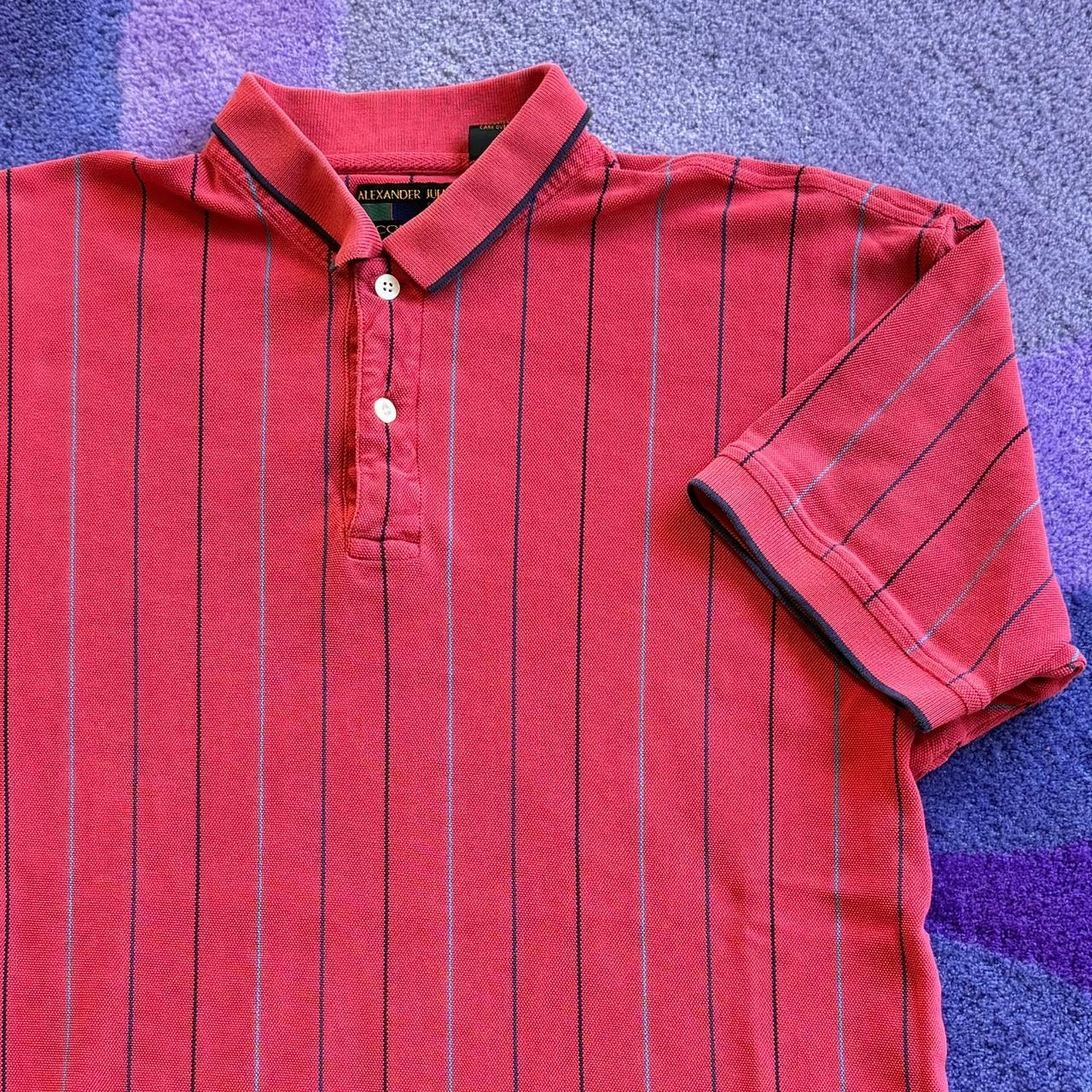 Vintage red striped polo shirt Tagged L. Measures... - Depop