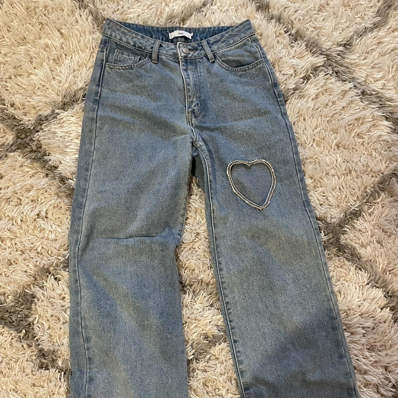 Adika jeans size small! Straight leg with heart in... - Depop