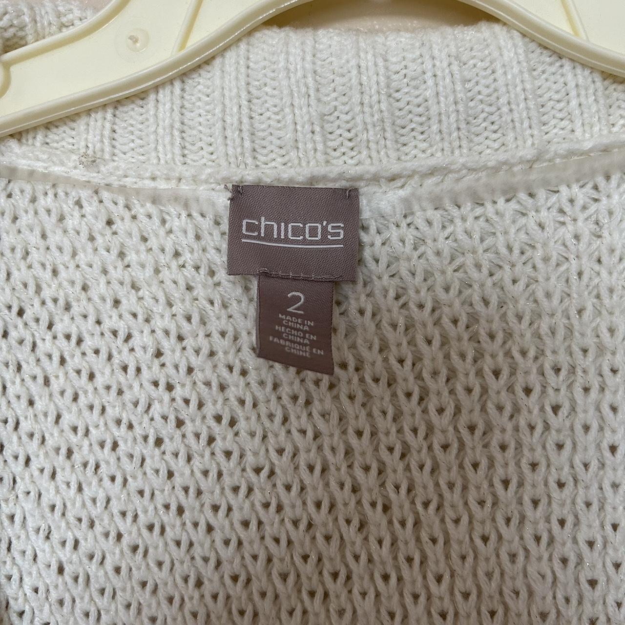 Chicos white short sleeve knit cardigan #chicos... - Depop