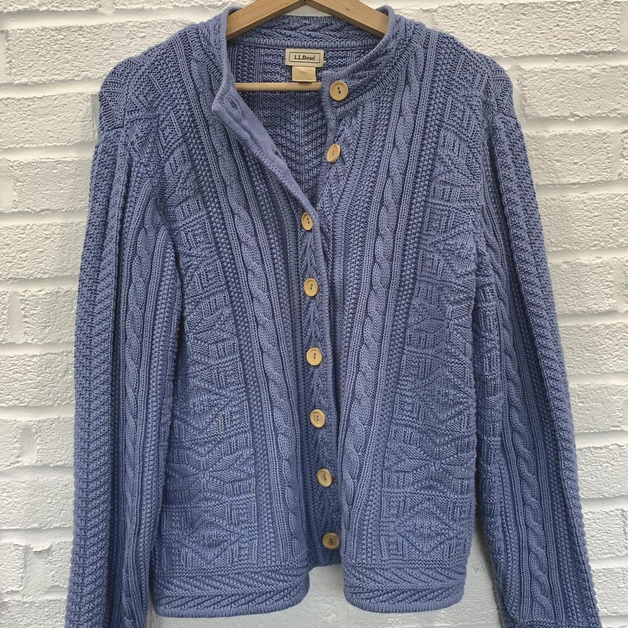 L.L.Bean Women's Blue Cardigan | Depop