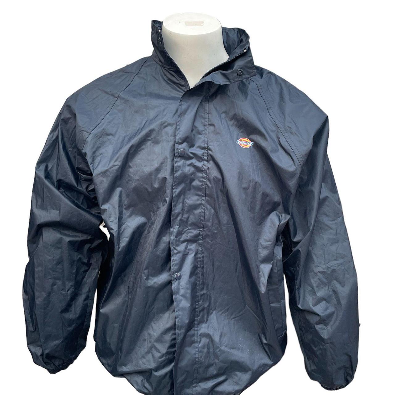Navy Dickies PVC Rain Jacket Coat Size L Dickies... - Depop