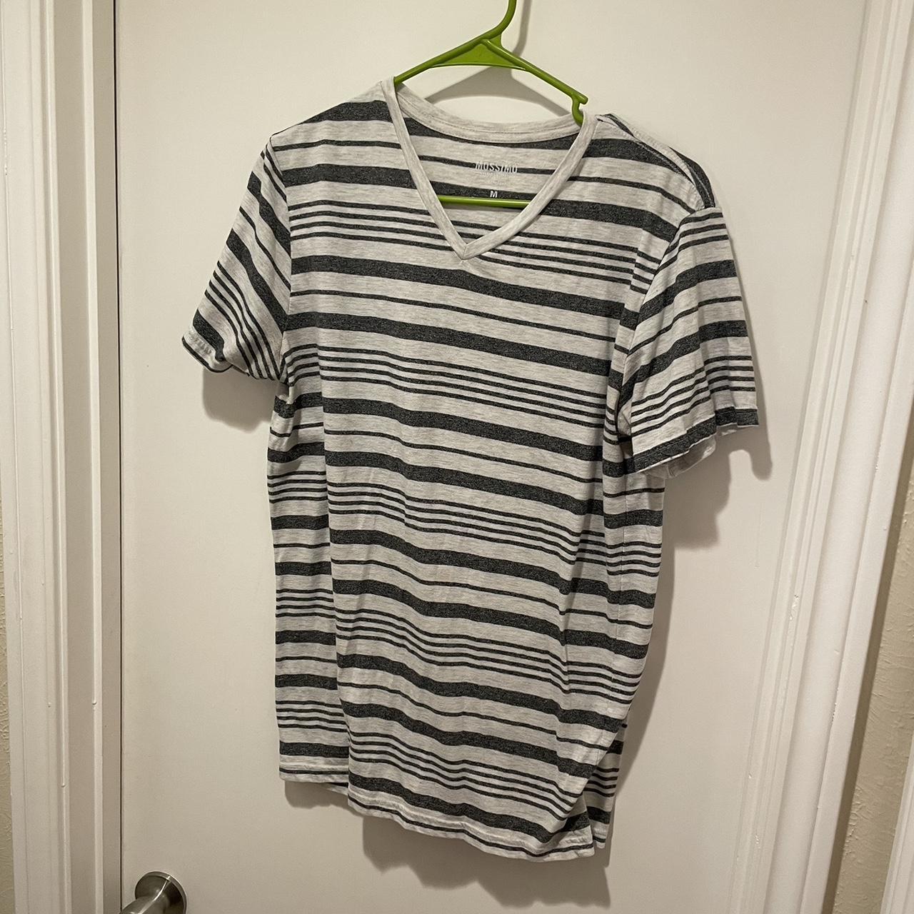 Mossimo Gray & White Strip Vneck Short Sleeve