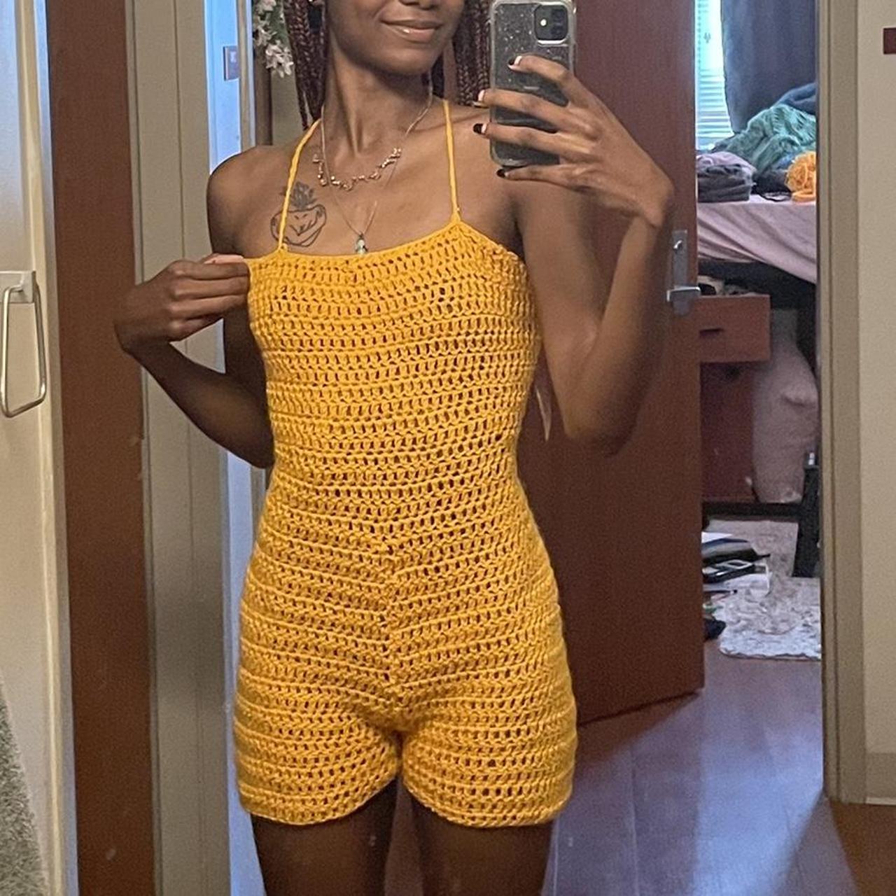 Crochet Romper with Back Cutout 🧶handmade with - Depop