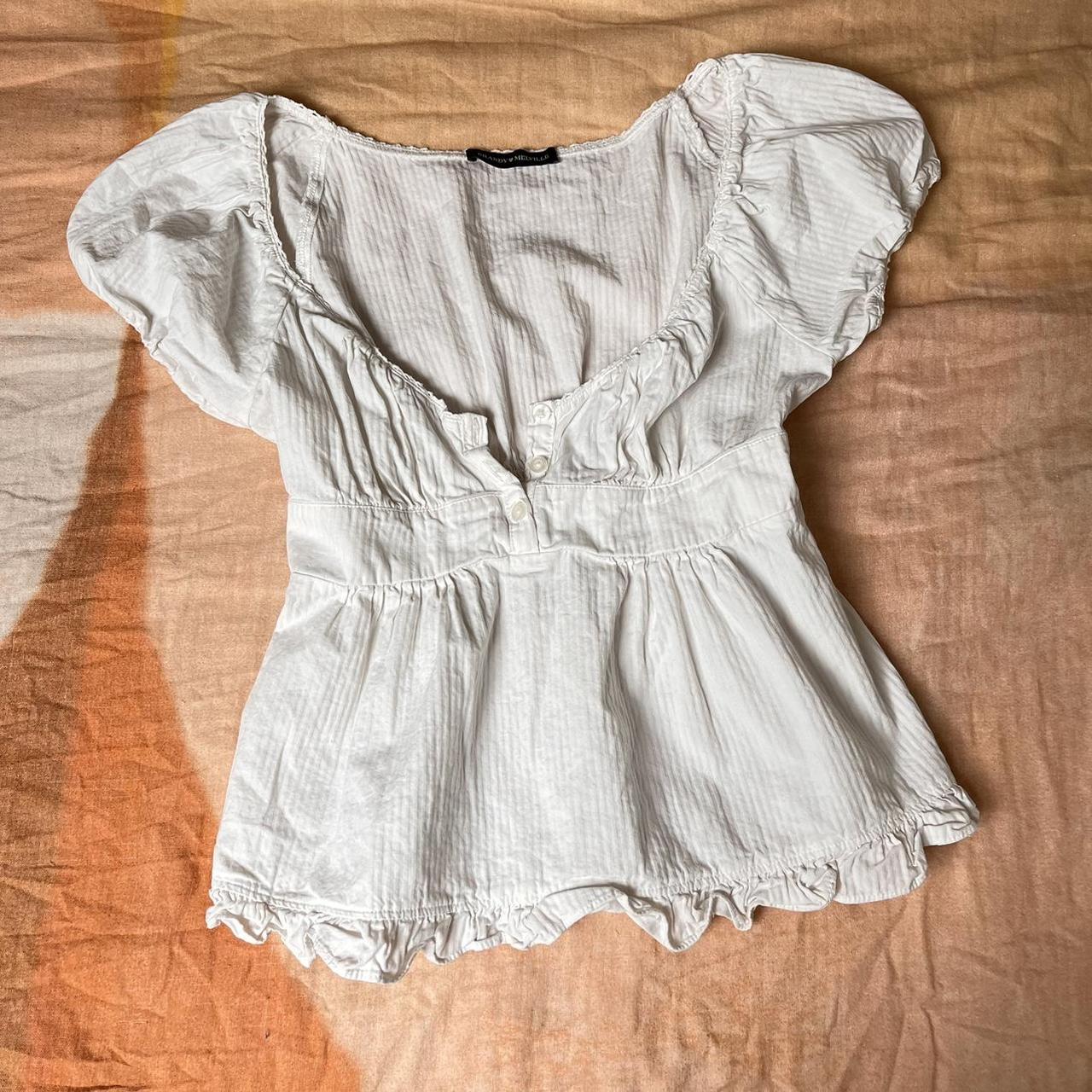 Brandy Melville white babydoll button up... - Depop