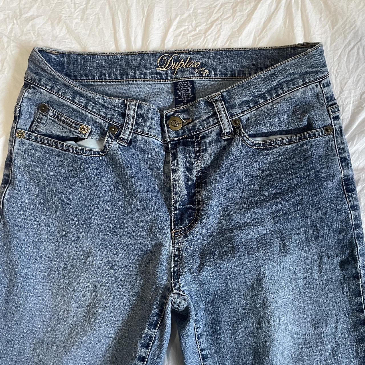 Y2k embroidered low rise jeans Size 6p brand is... - Depop