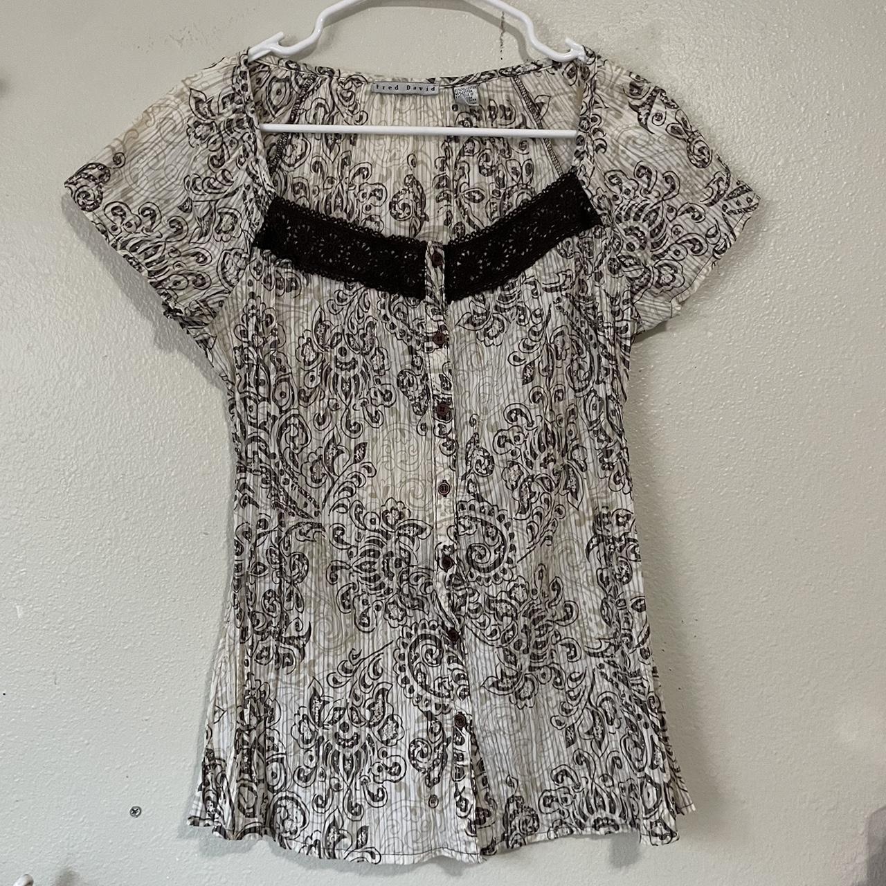 Y2K brown lace top Brand is Fred david Labeled as... - Depop