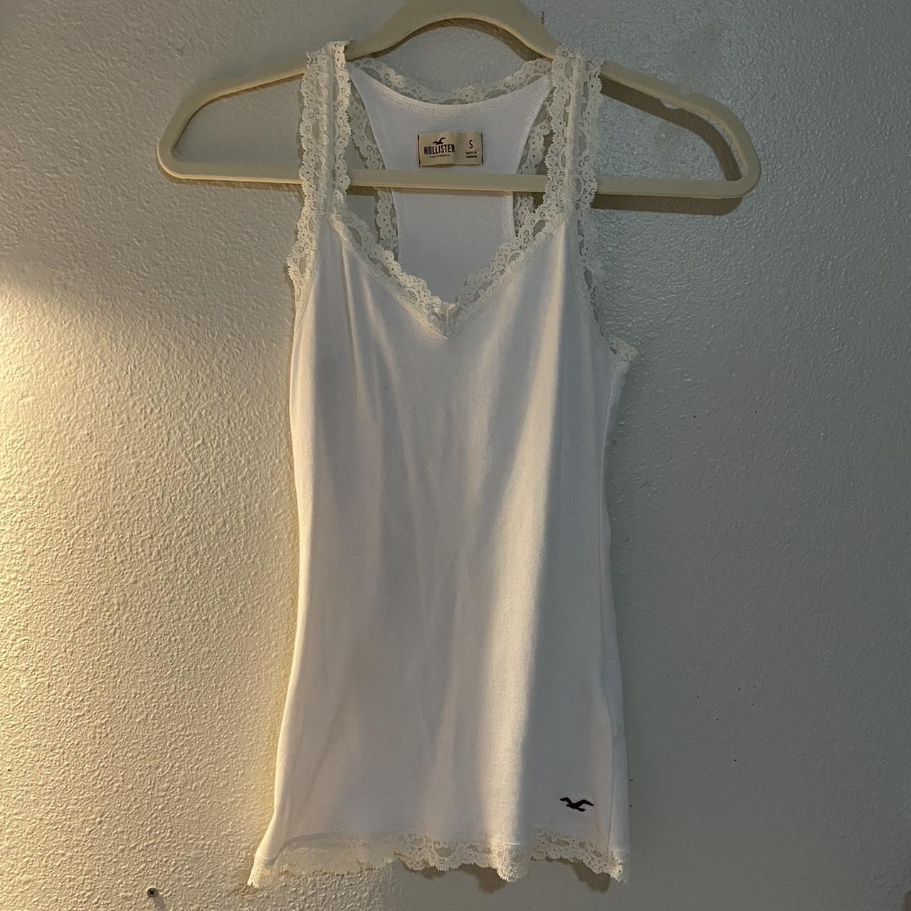 Y2K Hollister White lace tank top Size small - Depop