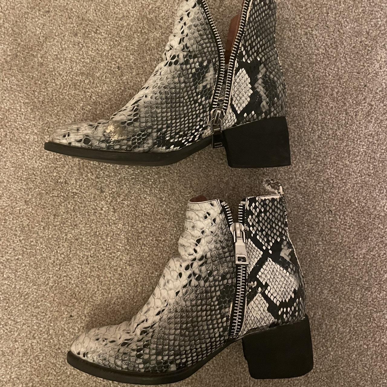 Jeffrey Campbell White Snake Skin Boots #cowboyboots... - Depop