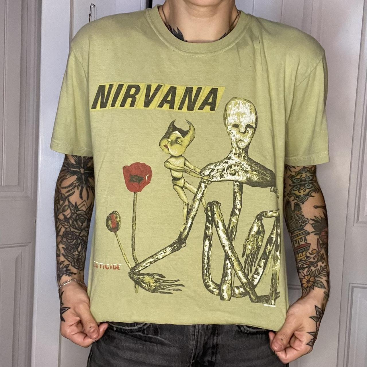 green nirvana shirt cropped - Depop