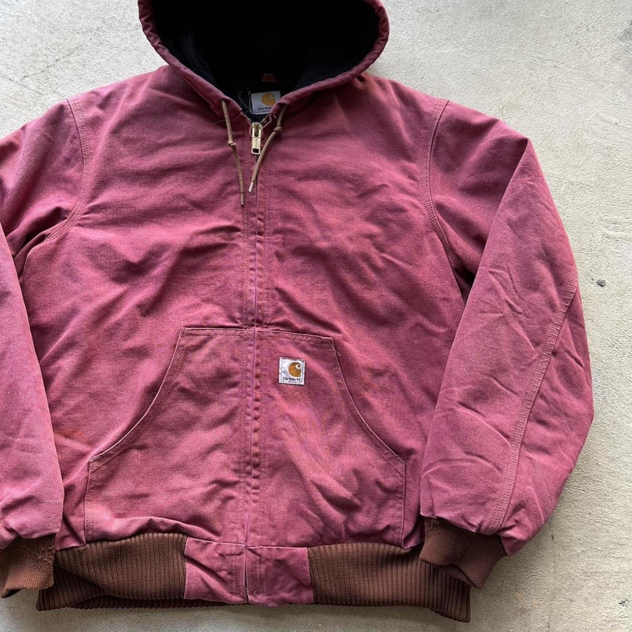 Vintage Carhartt Faded Red Hooded Jacket •Size... Depop