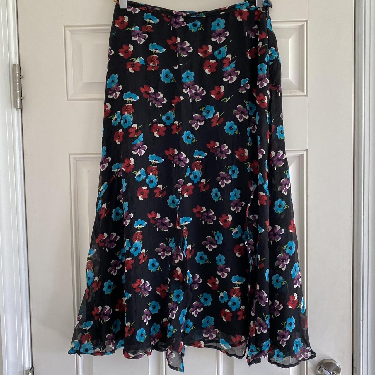 Vintage 90s Jones Cottage Core Maxi Flower Skirt... - Depop