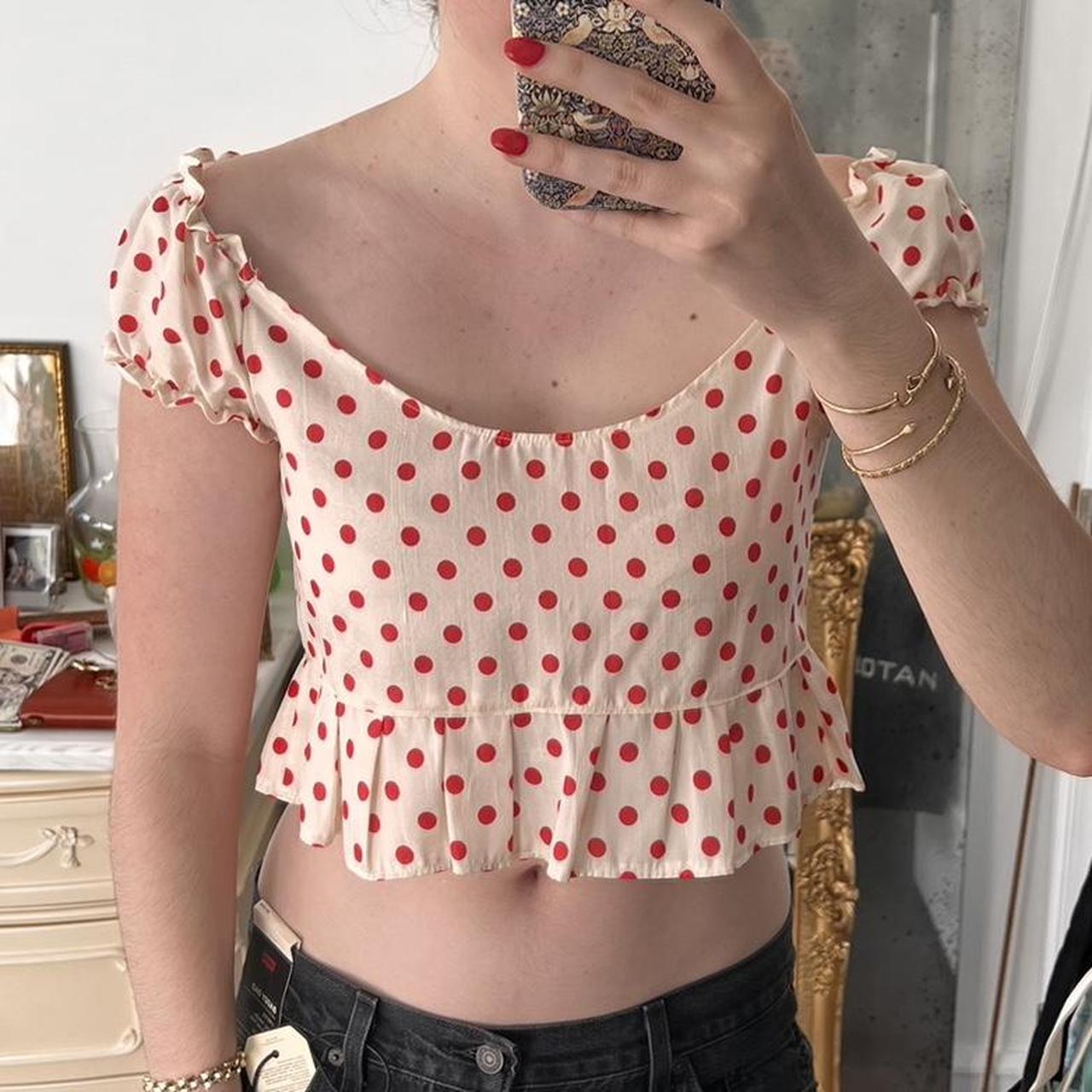 ShopExile Polka Dot Short Sleeve Top