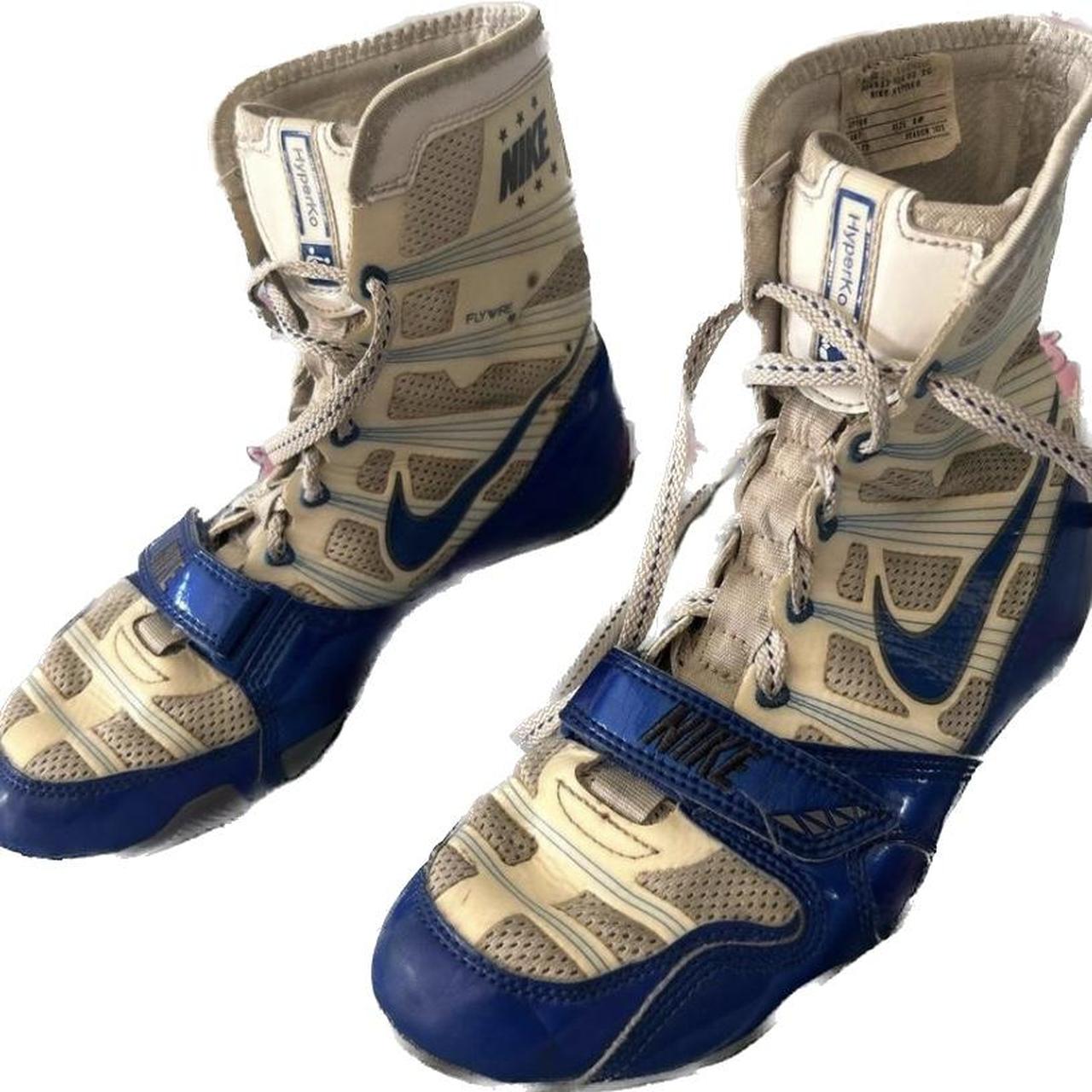 nike hyperko boxing boots blue and white