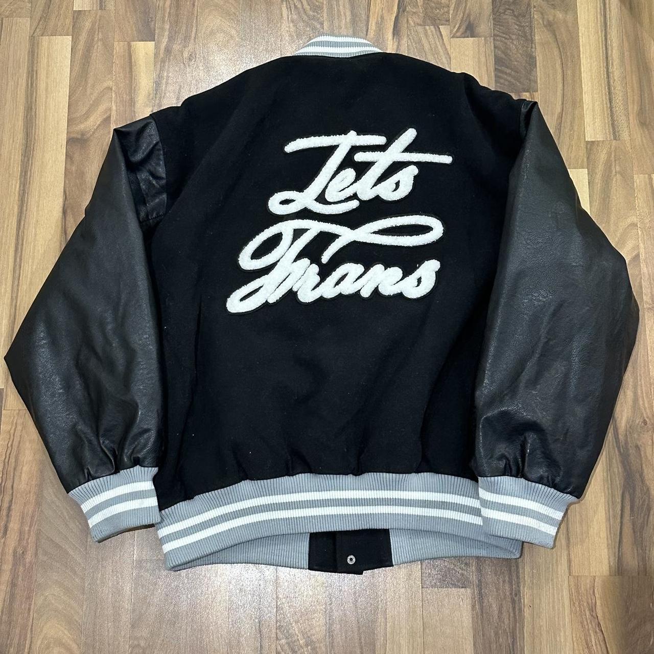 Black urban outfitters iets frans varsity jacket... Depop