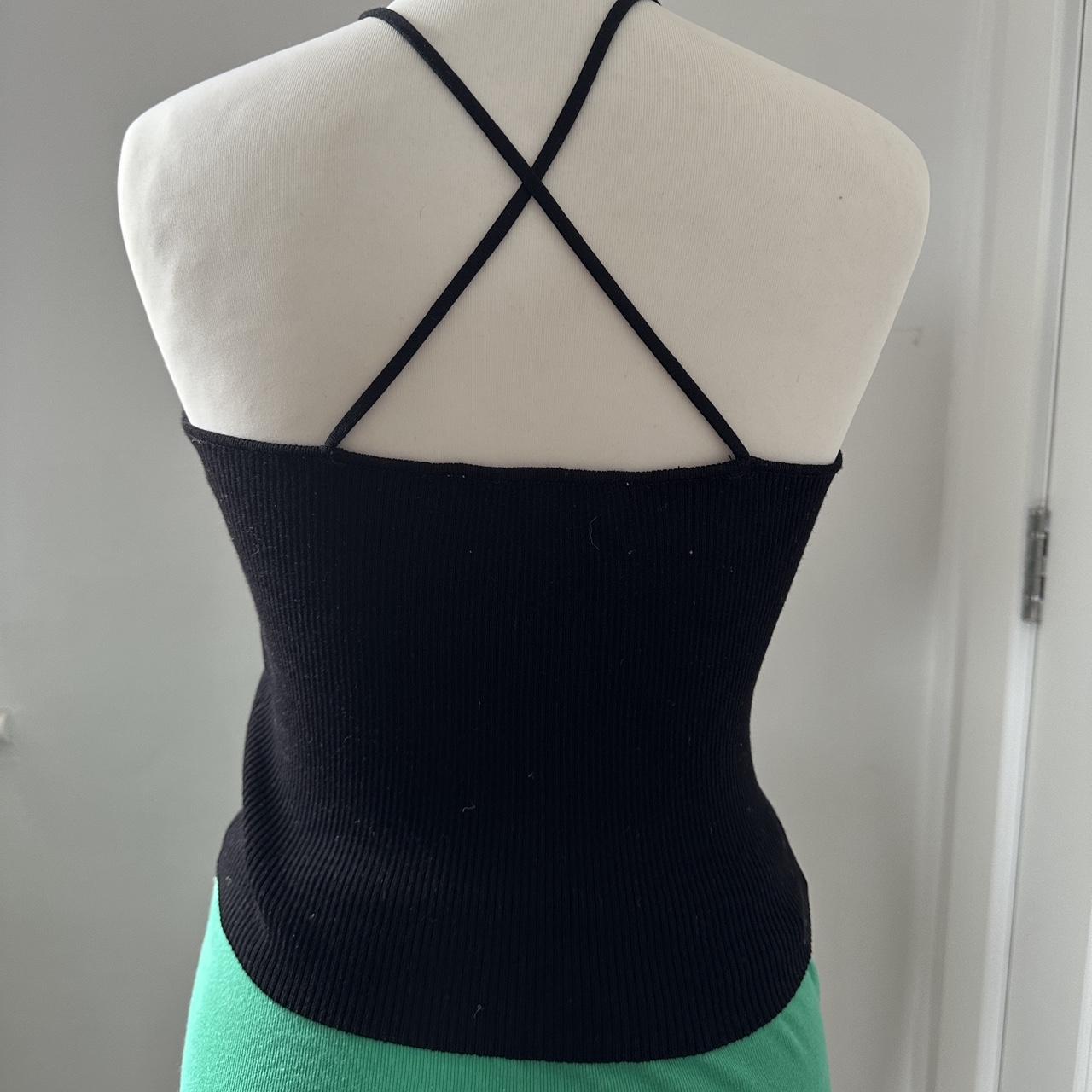 Zara summer ribbed black crop top with fun cut out,... Depop