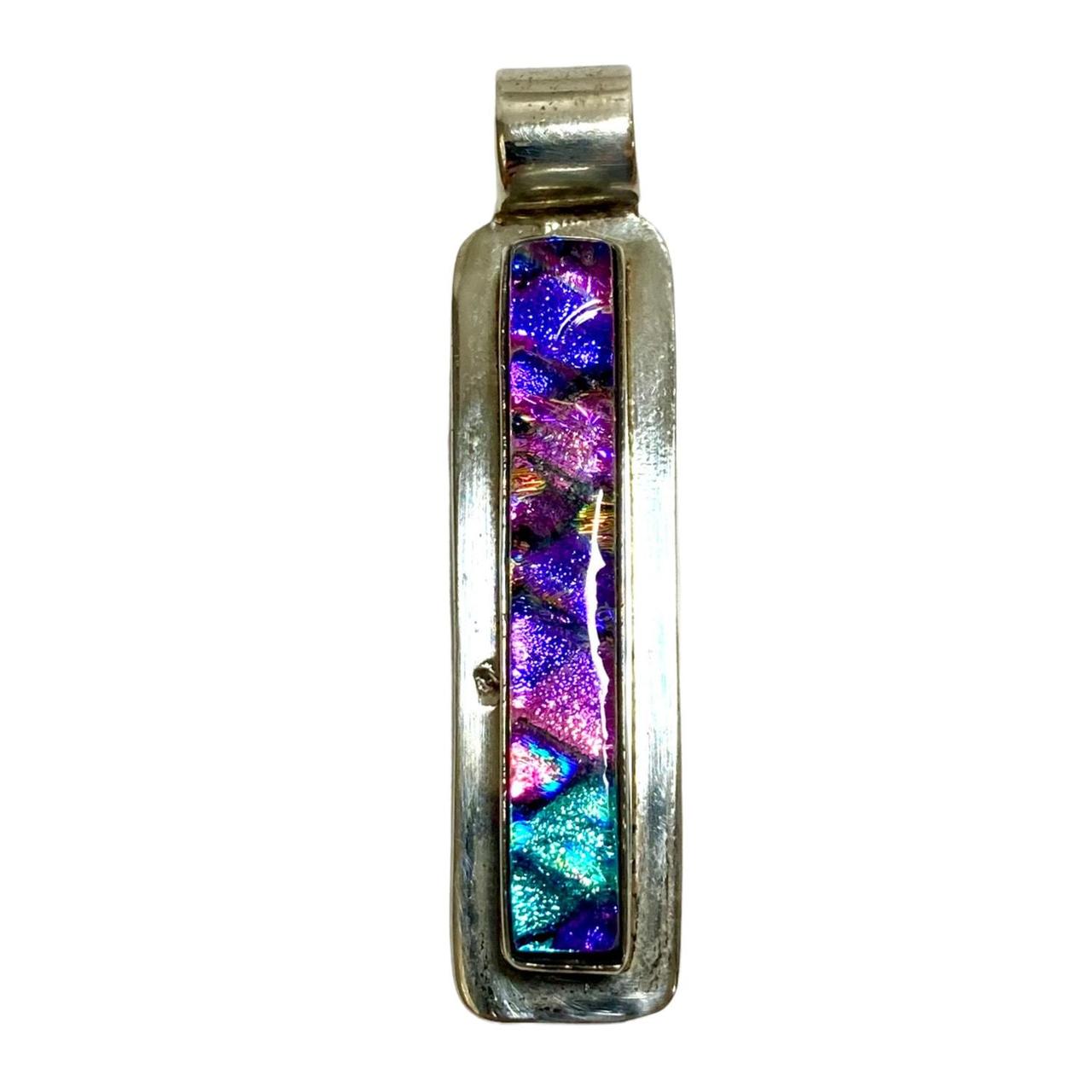 DICHROIC GLASS PENDANT ARTISAN STERLING SILVER AND DICHROIC GLASS shops PINK