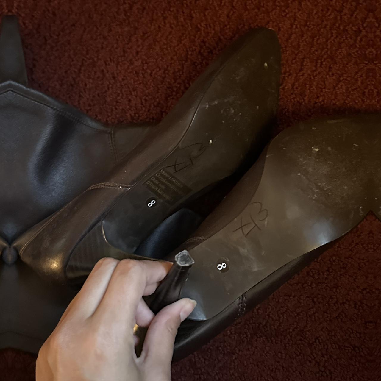Tall kitten heel brown boots - Depop