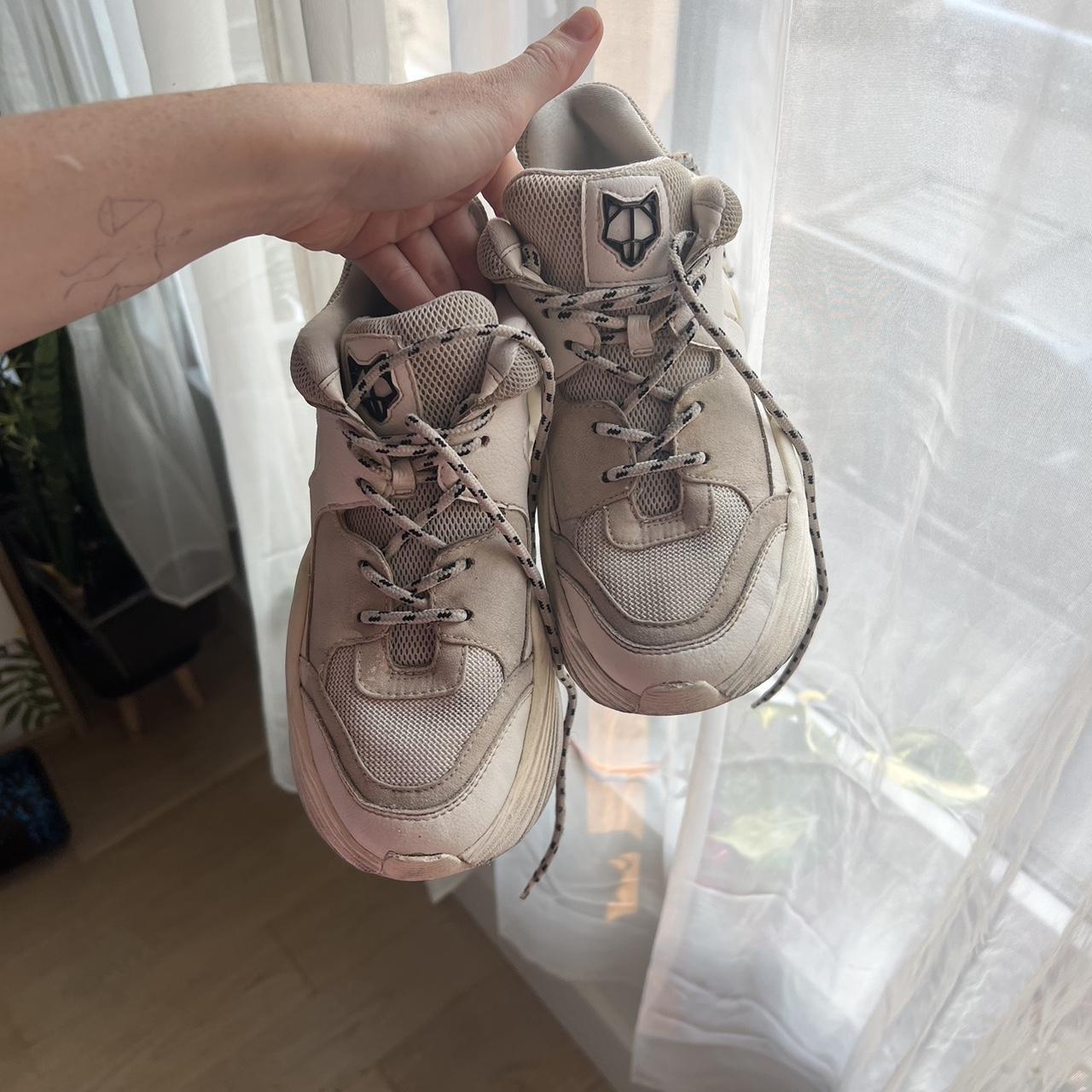 Naked Wolfe Women S White And Black Trainers Depop