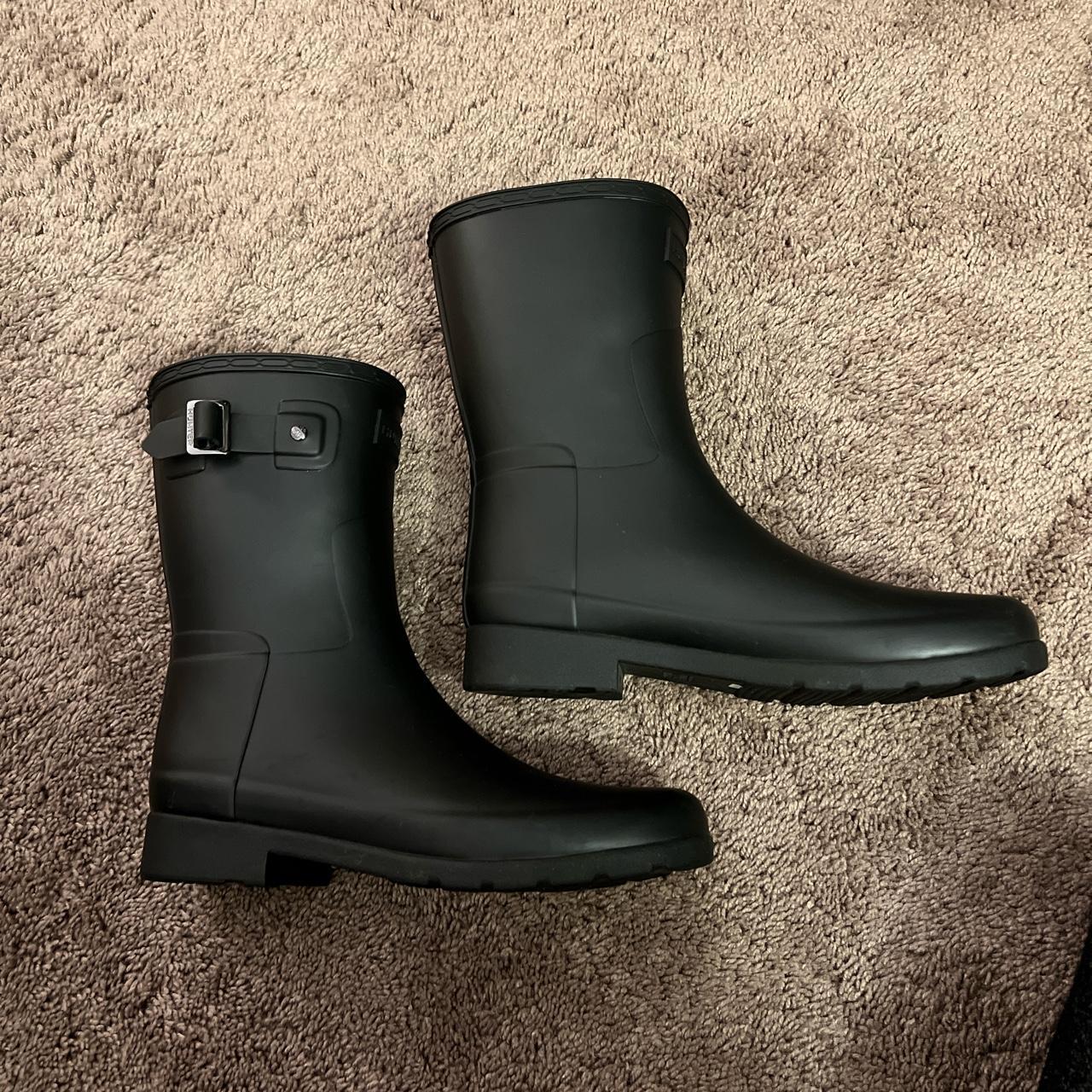 Slim fit black matte Hunter boots Women’s 8 Lightly... Depop