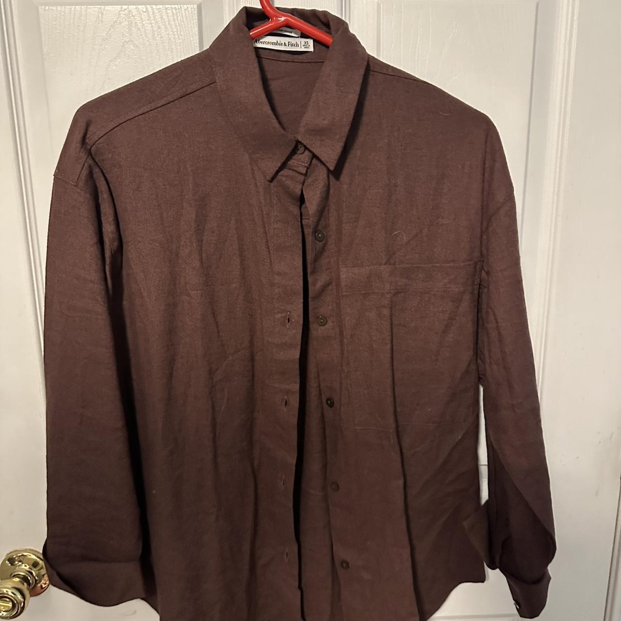 Abercrombie & Fitch brown button up shirt.... - Depop