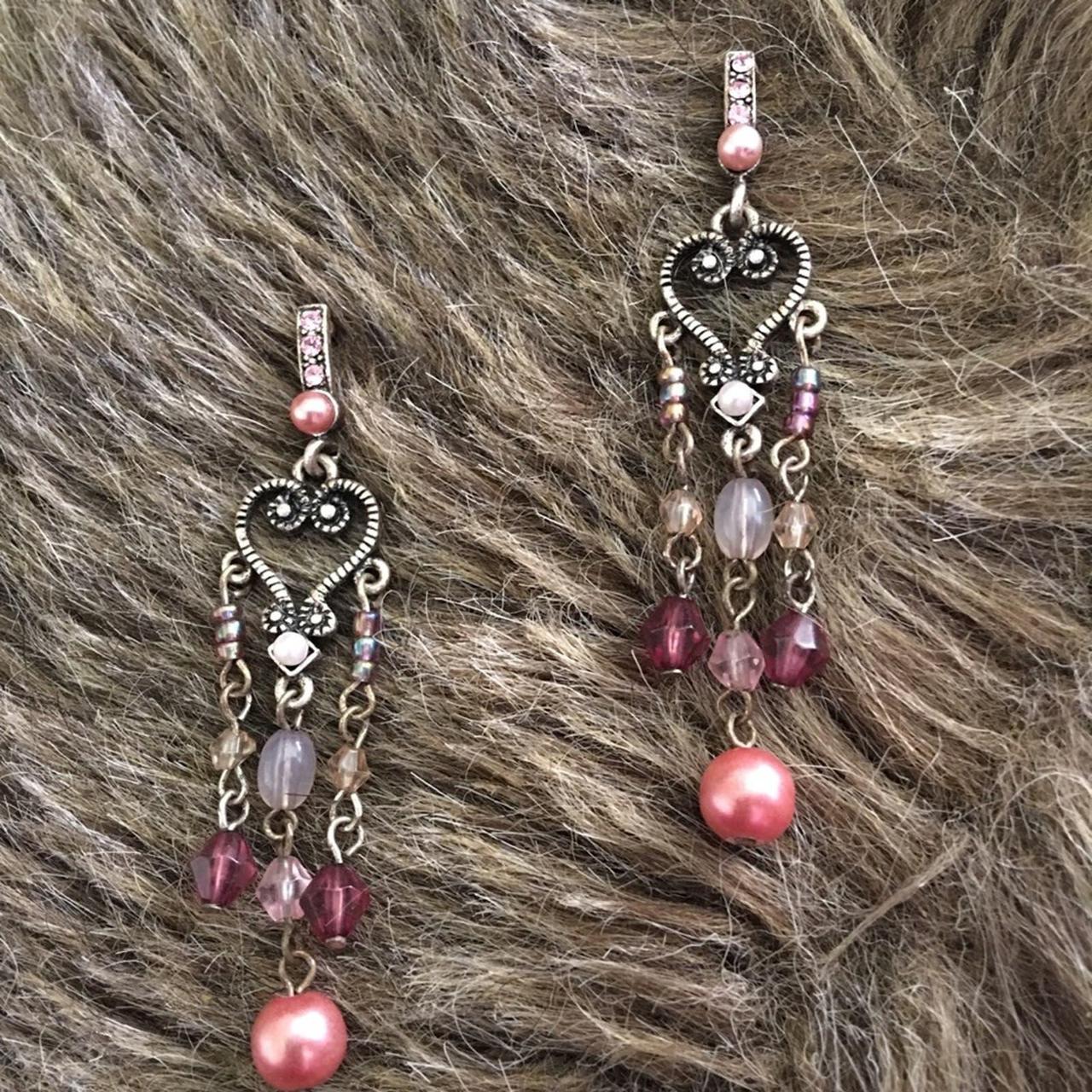 Vintage Silver shops Chandelier Earrings With Pearl And Pink Rhinestones