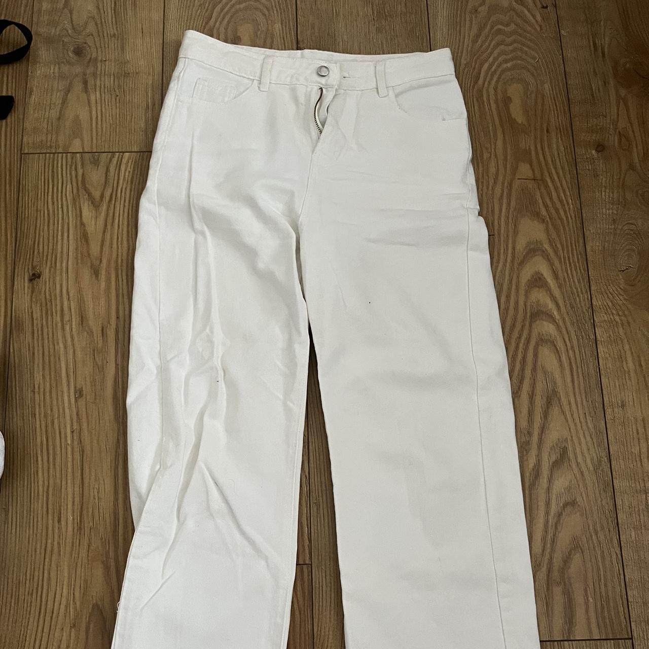 Women's White and Cream Jeans | Depop