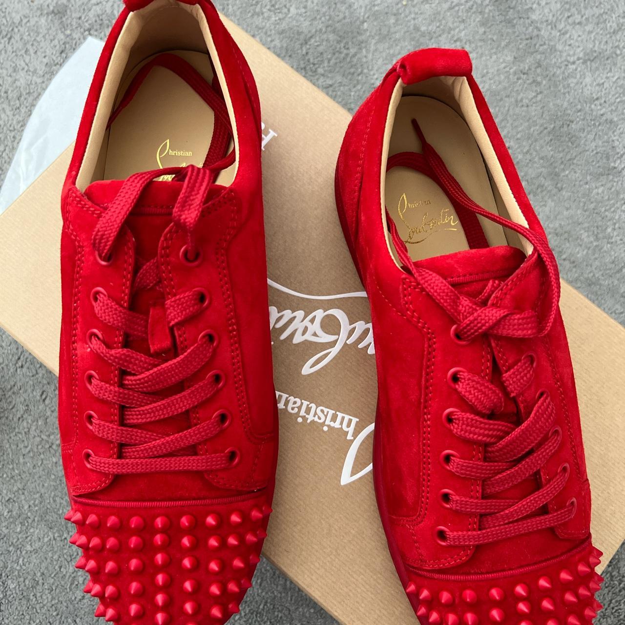 Christian Louboutin Men's Red Trainers | Depop