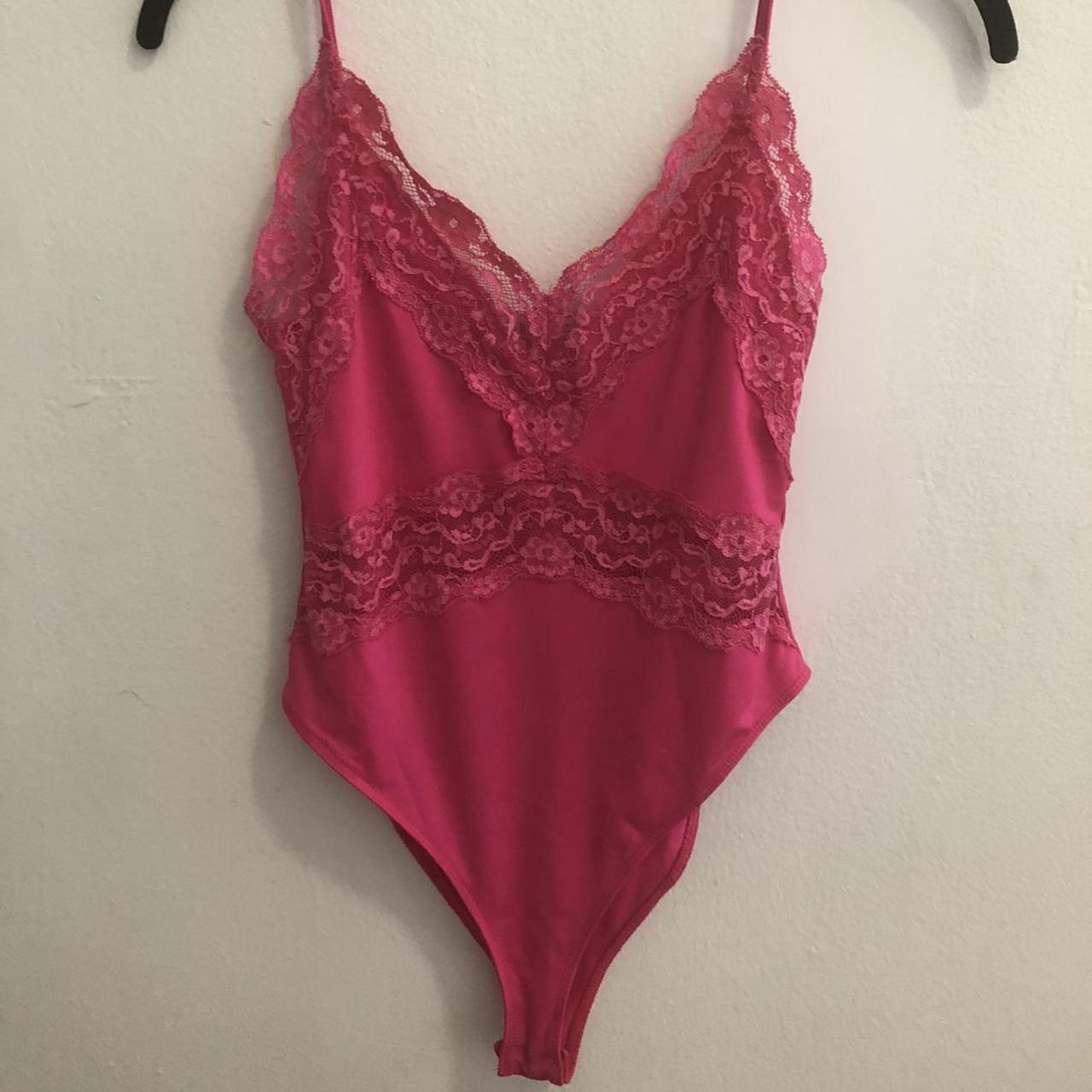ZARA Pink Lace Trim Bodysuit bodysuit pink zara... Depop